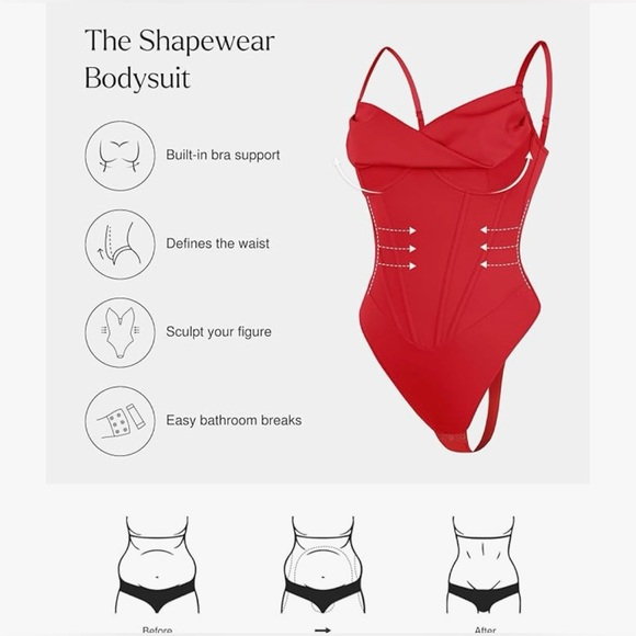 NWT Red Popilush Shapewear Bodysuit - Picture 3 of 12